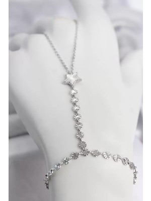 Uravas Store Gümüş Renk Pirinç Lazerli Yıldız Model Zirkon Taşlı Şahmeran TJ-SN786