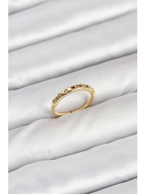 Uravas Store Pirinç Gold Renk Renkli Zirkon Taşlı Kadın Yüzük - TJ-BYK3884