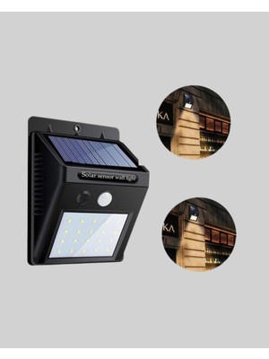 Renas Store Güneş Enerjili 20 LED Hareket Sensörlü Lamba – IP65 Su Geçirmez Dış Mekan Aydınlatma