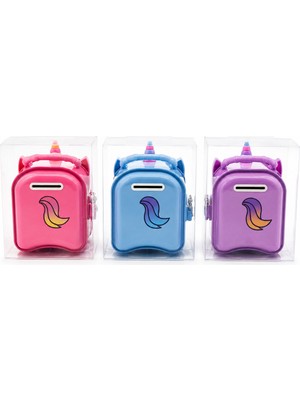 Renas Store 12 Adet Sevimli Kız Çocuk Anahtarlı Metal Kumbara Kilitli Renkli (5528)