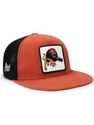BlackBörk Hip Hop Kids Aslan Logolu Kiremit-Siyah Çocuk Trucker Şapka