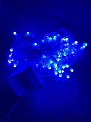 Pileli Store 10M 100 LED Damla Uçlu Mavi Işık Şeffaf Kablo