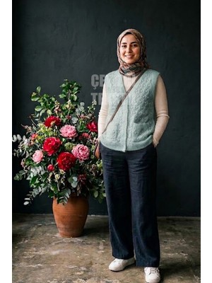 TeknoKapsül Yumoş Ponpon Düğmeli Yelek - Su Yeşili