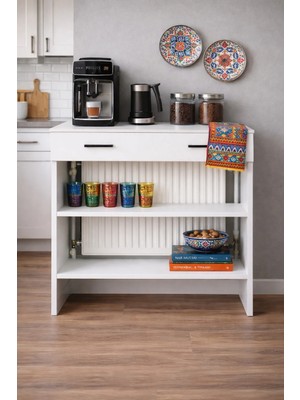 Petek Üstü Minimal Kahve Köşesi Dolabı 80 cm