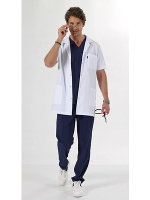 St. Morritz Beyaz Ara Boy, Kısa Kol, Klasik Yaka, Doktor Önlüğü