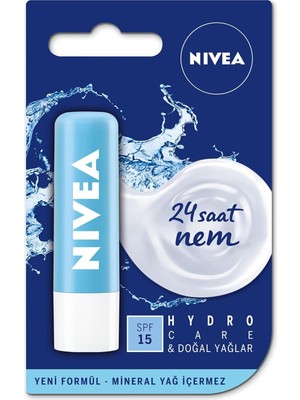 Hydro Care Dudak Bakım Kremi, 24 Saat Nem, Aloe Vera, Saf Su ve Doğal Yağlar, Spf 15, Gün Boyu D