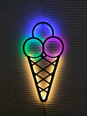 St. Morritz Dondurma Ice Cream LED Işıklı Ahşap Iç Mekan Tabela (55X25CM)