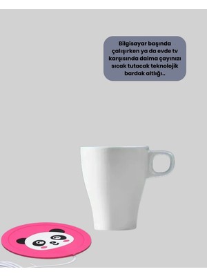 Renas Store Silikon Hayvan Figürlü USB Bardak Altlığı Isıtıcısı 1.2m Kablolu 60° Isı Koruma