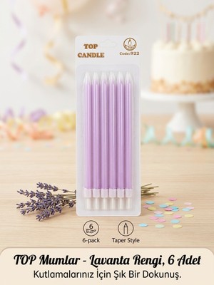 Renas Store Top Candle  Pasta Mumu 6 Adet – Doğum Günü ve Parti Kutlama Seti No:4