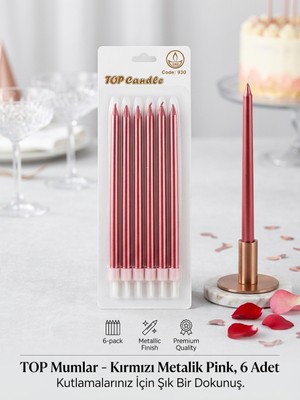 Renas Store Top Candle  Pasta Mumu 6 Adet – Doğum Günü ve Parti Kutlama Seti No:2