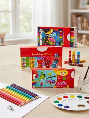 Renas Store Boyama Set Kuru Boya Sulu Boya Pastel Boya 3 Set