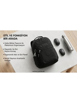 Renas Store Siyah Su Geçirmez Krinkıl Kumaş Sırt Çantası