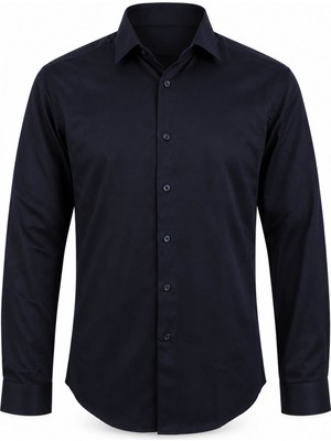 Trender Portekiz Slimfit Uzun Kol Lacivert Erkek Gömlek 27KR80000003