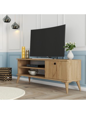 Mezza 1562 Retro TV Ünitesi 120 cm Sepet Rengi Suntalam Malzemeden Modern Tasarım