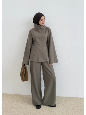 Moda Aksa 9207 Gnş Yk Uzun Kol Blz Takım Haki