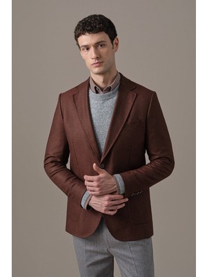 Hemington İtalyan Yün Kaşmir Bordo Blazer Ceket