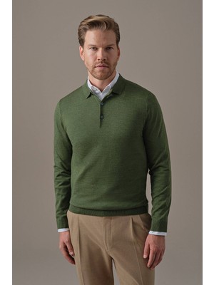 Hemington Extrafine Merino Açık Yeşil 3 Düğme Polo Triko