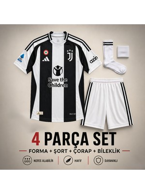 Sonvadi Juventus Kenan Yıldız Çocuk Futbol Forması 4'lü Set Forma + Şort + Çorap + Bileklik