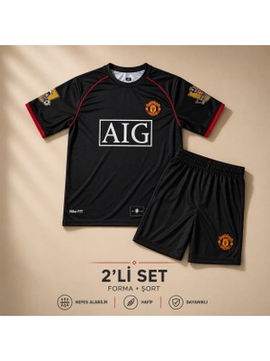 Sonvadi Manchester United Cr7 Siyah Çocuk Futbol Forması 2'li Set Forma + Şort