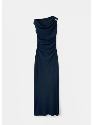 Mango Broşlu Drape Elbise
