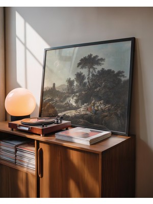 Pegziz Dere Kenarında Dinlenen Çobanlar Pastoral Manzara Çerçeveli Sanat Poster Duvar Dekoru