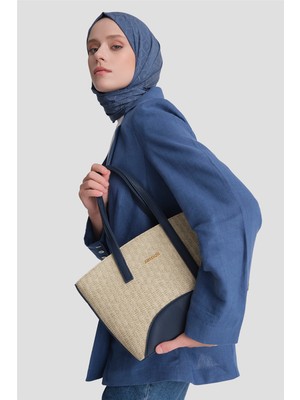 Armine Hasır Çanta Lacivert