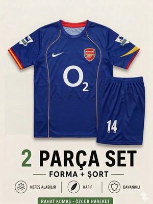 Sonvadi Arsenal T. Henry Mavi Çocuk Futbol Forması 2'li Set Forma - Şort