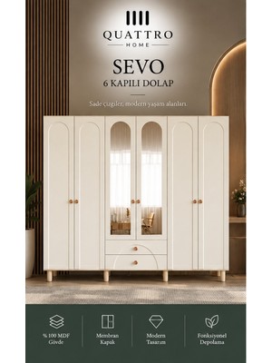 Quattro Home Sevo 6 Kapaklı Dolap