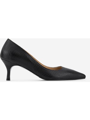 Valmenti Kadın Hakiki Deri Siyah Yılan Desen Stiletto 1168 8153 Bn Ayk SK25-26 Sıyah Yln Bsk