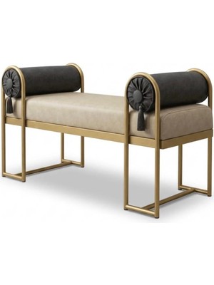Asaella Mobilya Solid Bench 120 cm Metal Ayaklı Döşemeli Püsküllü Bench – Yatak Odası, Salon ve Antre Oturma Bankı