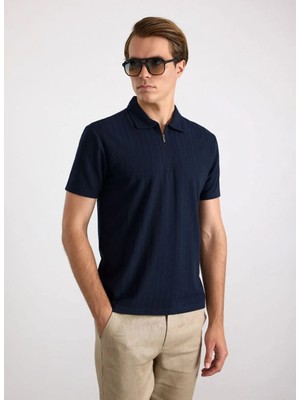 Süvari Lacivert Erkek Regular Fit Çizgili T-Shirt STS1014000015