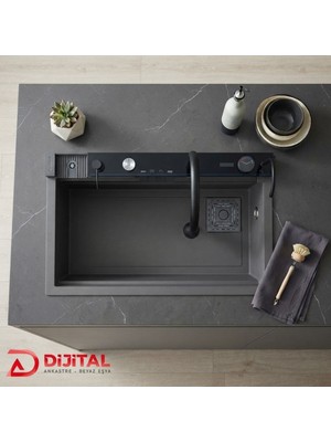Real Stone Victoria Granit Akıllı Eviye Seti Gri 75.5X47 cm