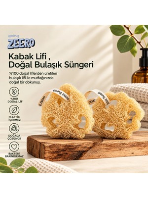 Going Zeero Doğal Kabak Lifi 2'li Kokusuz Bulaşık Süngeri Saf ve Doğal Özelliklerle Mutfak İçin