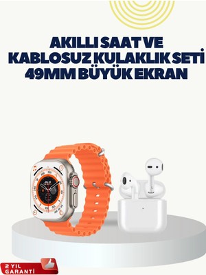 Genel Tedarik Watch 9 Max Akıllı Saat Kulaklık Seti Sağlık Takipli 45 mm Geniş Ekran