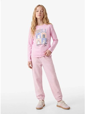 Koton Pembe Kız Çocuk Baskılı T-Shirt 7WKG10065AK274
