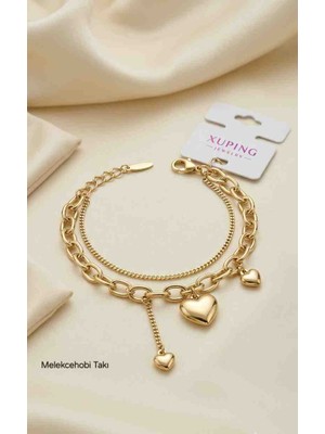 Xuping Jewelry Melekcehobi 14K Altın Kaplama Kalp Charm Çift Zincir Kadın Bileklik – Xuping Bileklik
