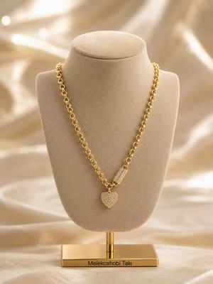 Xuping Jewelry Melekcehobi 14K Altın Kaplama Zirkon Taşlı Kalp Charm Kadın Kolye 45 cm – Xuping Kararmaz Kolye