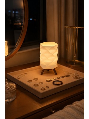 Maygiy Geometrik Tasarım Dekoratif Gece Lambası Sıcak Ambiyans Işığı Mini Abajur