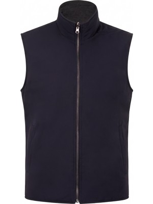 Brandhills Lacivert Renk Çift Taraflı Polyester & Yün Yelek