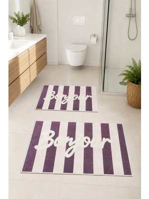 Dekomod Dekoratif Dijital Baskılı 2 Li Set Banyo Paspası Kaymaz Tabanlı Klozet Takımı