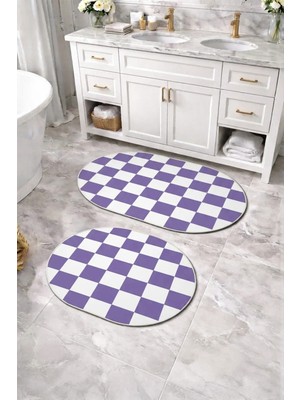 Dekomod Dekoratif Dijital Baskılı 2 Li Set Banyo Paspası Kaymaz Tabanlı Klozet Takımı