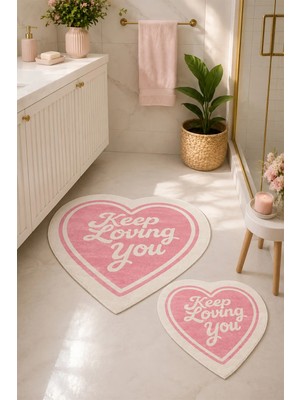 Dekomod Dekoratif Dijital Baskılı 2 Li Set Banyo Paspası Kaymaz Tabanlı Klozet Takımı