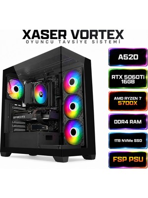 Xaser Vortex X110 Ryzen 7 5700X 16GB Ram 1tb M.2 Nvme SSD 16GB RTX5060TI Masaüstü Oyuncu Bilgisayarı