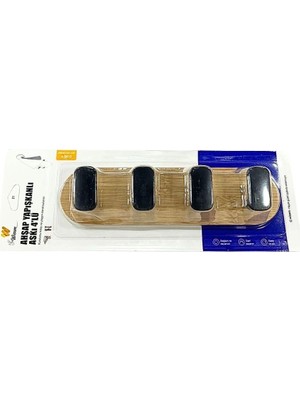 Renas Store Ahşap Yapışkanlı Askı 4'li