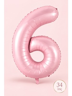 Atölye Mi 6 Yaş Pembe Rakam Balon 34 Inç 6 Yaş Balonu
