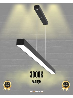 Hegza Lighting LİNEER-120 (Siyah Kasa, Sarı Işık) Ledli Modern Avize