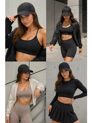Luminos Aksesuar Siyah Unisex Basic Kep Şapka Sade Düz Renk Günlük Ayarlanabilir Cap SPK12-1