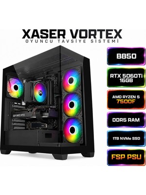 Xaser Vortex X140 Ryzen 5 7500F 32GB Ddr5 Ram 1tb M.2 Nvme SSD 16GB RTX5060TI Masaüstü Oyuncu Bilgisayarı