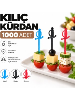 Antpap Ambalaj Plastik Kılıç Kürdan Renkli 1000 Adet – Tek Kullanımlık Süsleme ve Servis Kürdanı