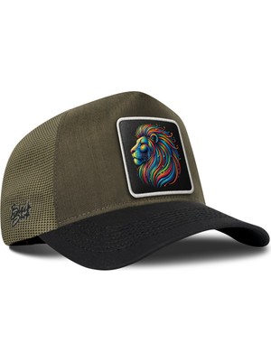 BlackBörk Aslan Logolu Cordura Siyah-Haki Trucker Şapka